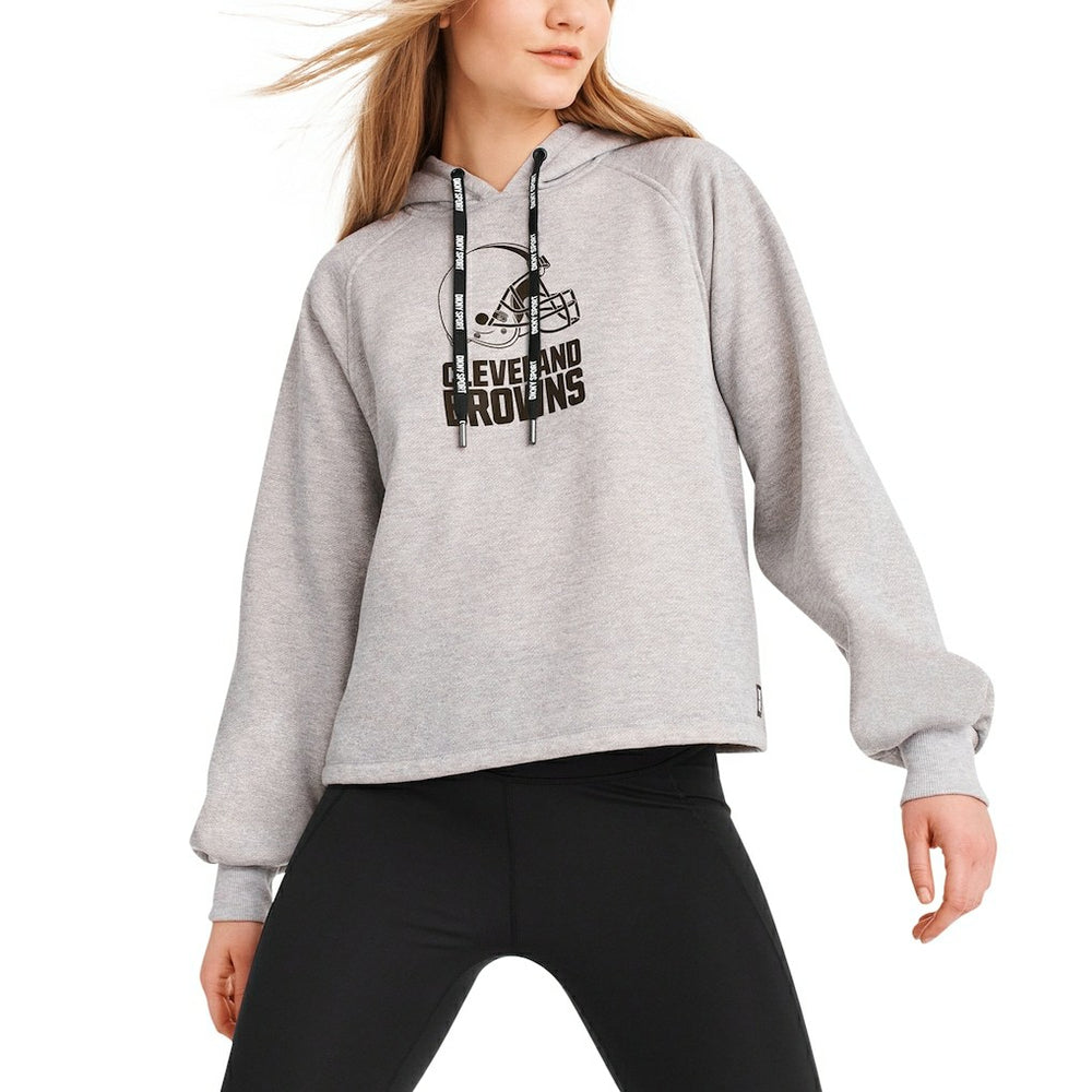 Cleveland Browns DKNY Sport Women's Debbie Dolman Raglan Pullover Hoodie Heather Gray - NFL