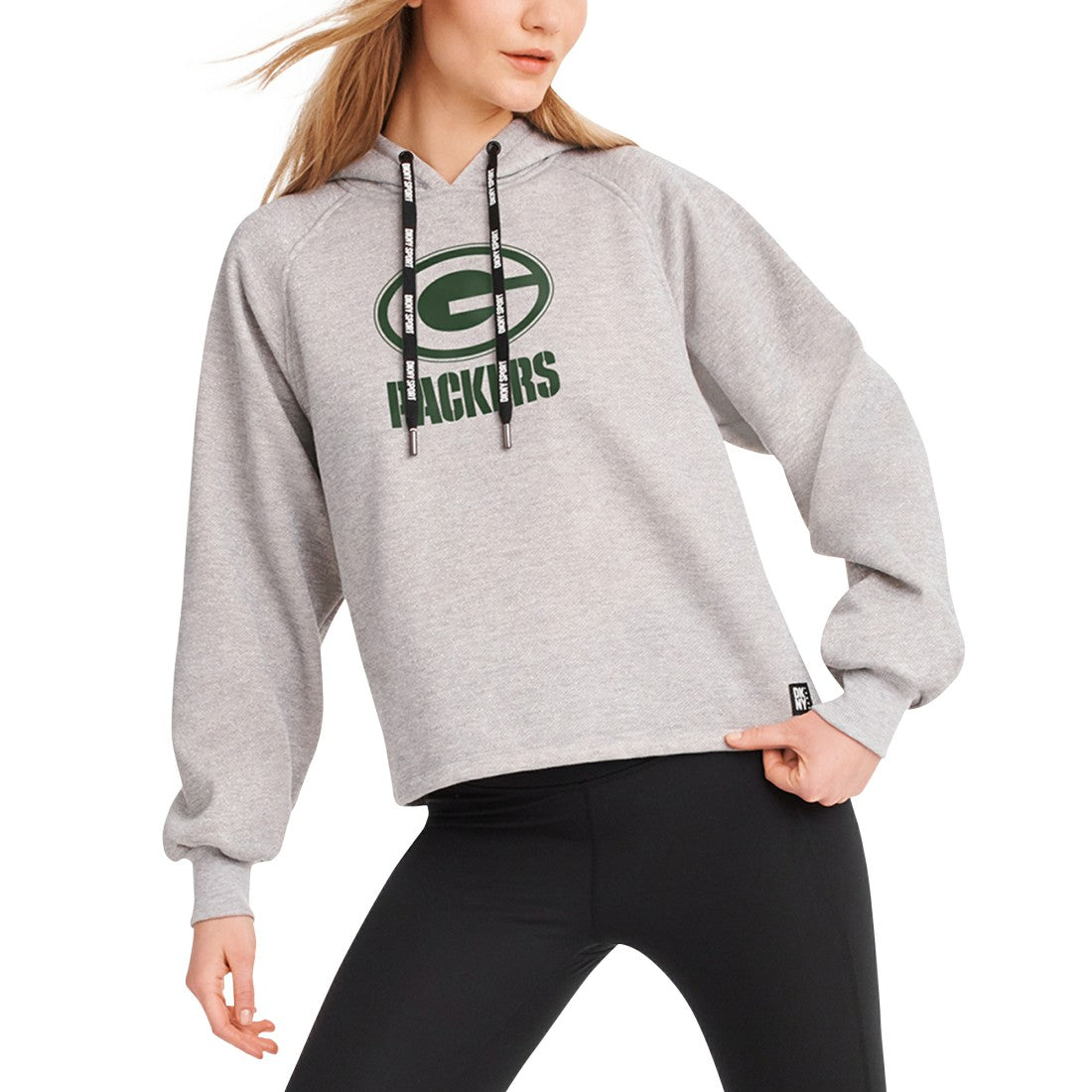 Green Bay Packers DKNY Sport Women's Debbie Dolman Raglan Pullover Hoodie Heather Gray - NFL
