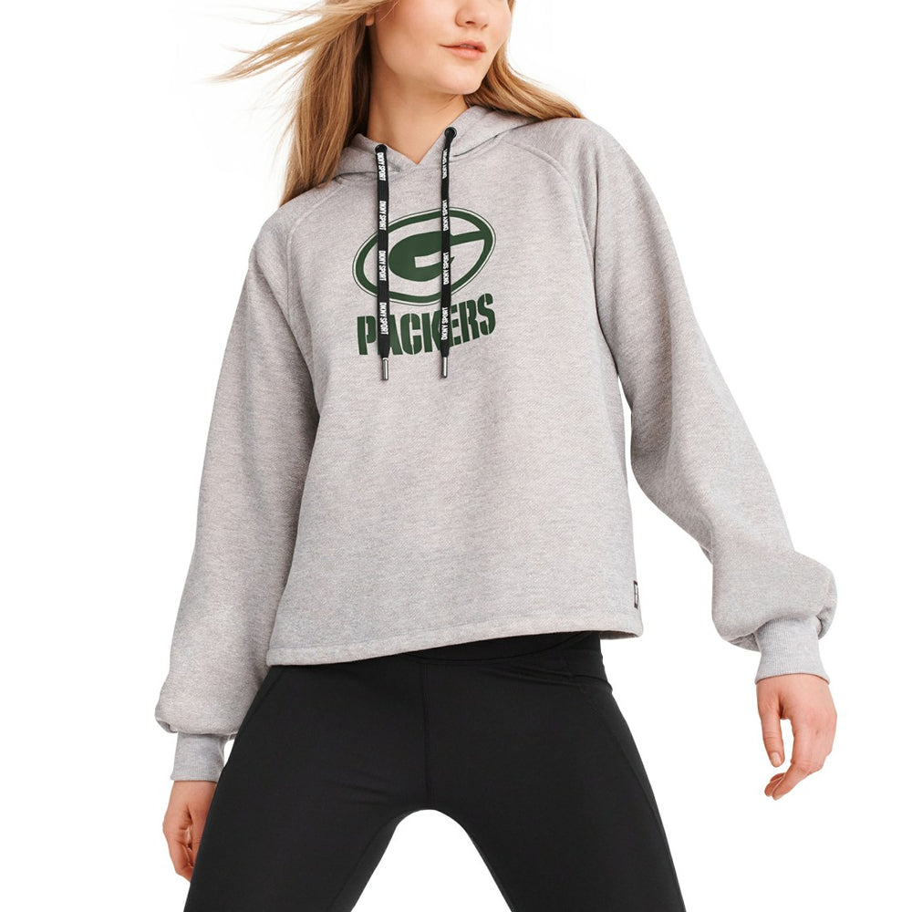 Green Bay Packers DKNY Sport Women's Debbie Dolman Raglan Pullover Hoodie Heather Gray - NFL
