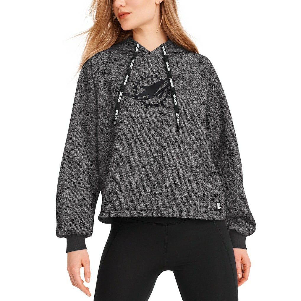 Miami Dolphins DKNY Sport Women's Debbie Dolman Raglan Pullover Hoodie Black - NFL