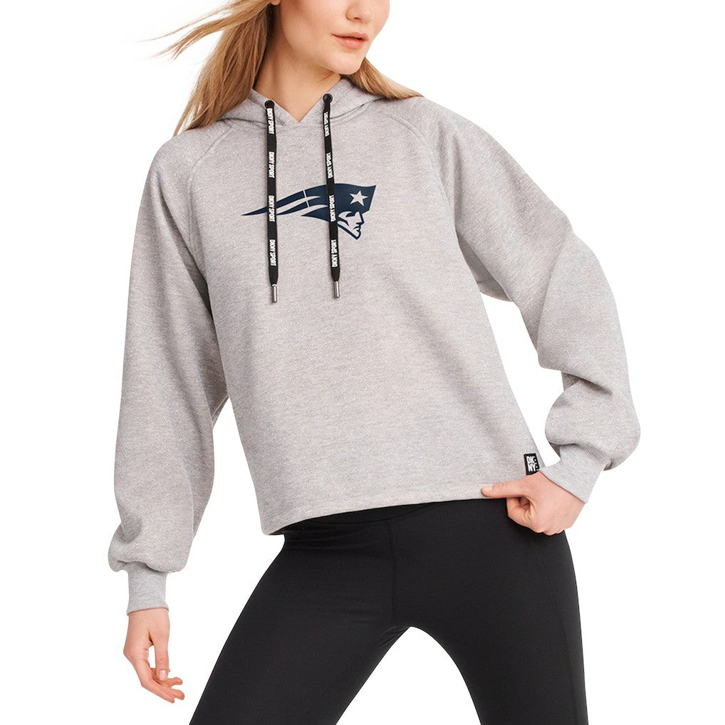 New England Patriots DKNY Sport Women's Debbie Dolman Raglan Pullover Hoodie Heather Gray - NFL