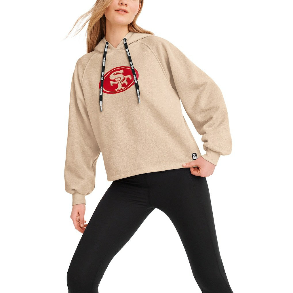 San Francisco 49ers DKNY Sport Women's Debbie Dolman Raglan Pullover Hoodie Cream - NFL