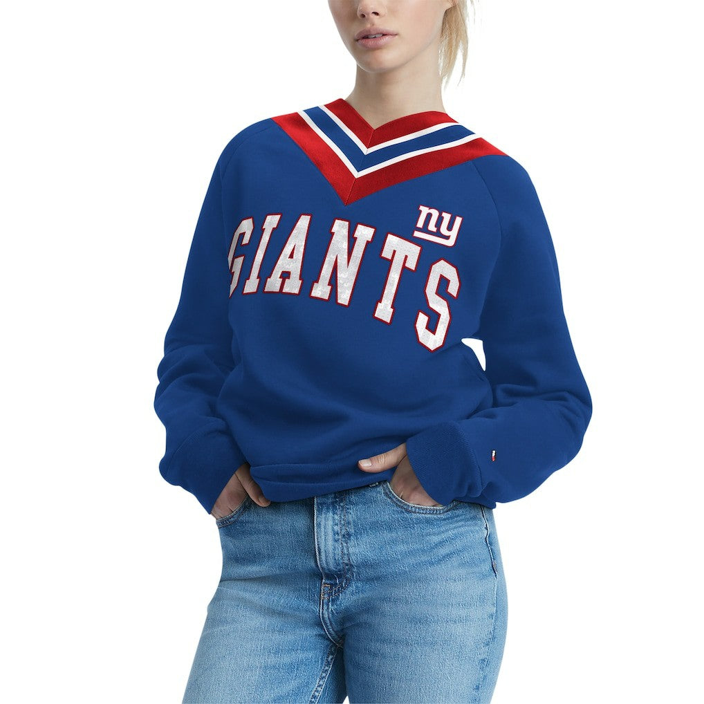 New York Giants Tommy Hilfiger Women's Heidi Raglan V-Neck Sweater Royal - NFL