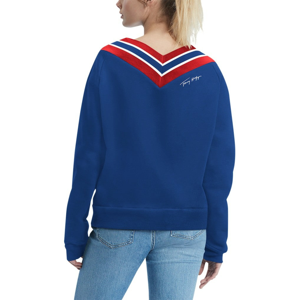 New York Giants Tommy Hilfiger Women's Heidi Raglan V-Neck Sweater Royal - NFL