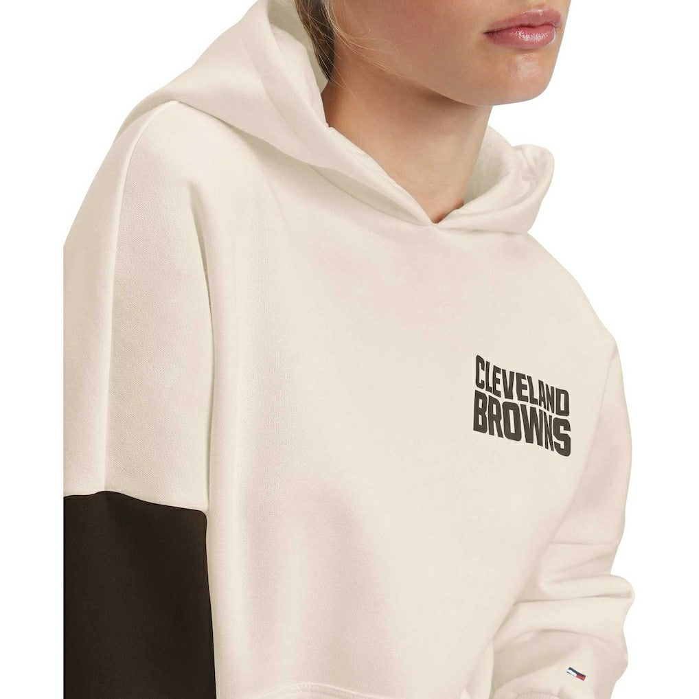 Cleveland Browns Tommy Hilfiger Women's Harriet Pullover Hoodie Cream/Brown - NFL