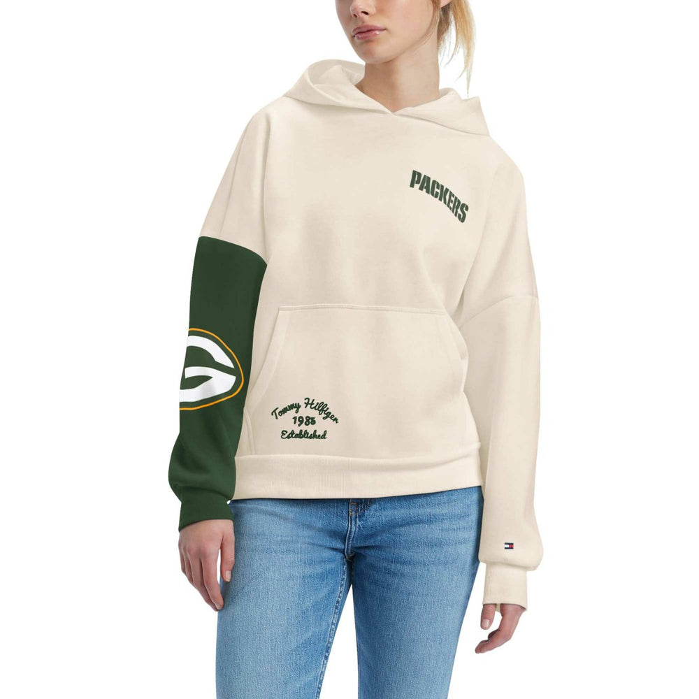 Green Bay Packers Tommy Hilfiger Women's Harriet Pullover Hoodie Cream/Green - NFL