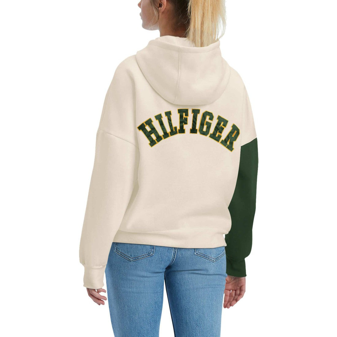 Green Bay Packers Tommy Hilfiger Women's Harriet Pullover Hoodie Cream/Green - NFL