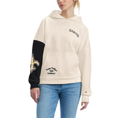 New Orleans Saints Tommy Hilfiger Women's Harriet Pullover Hoodie Cream/Black - NFL