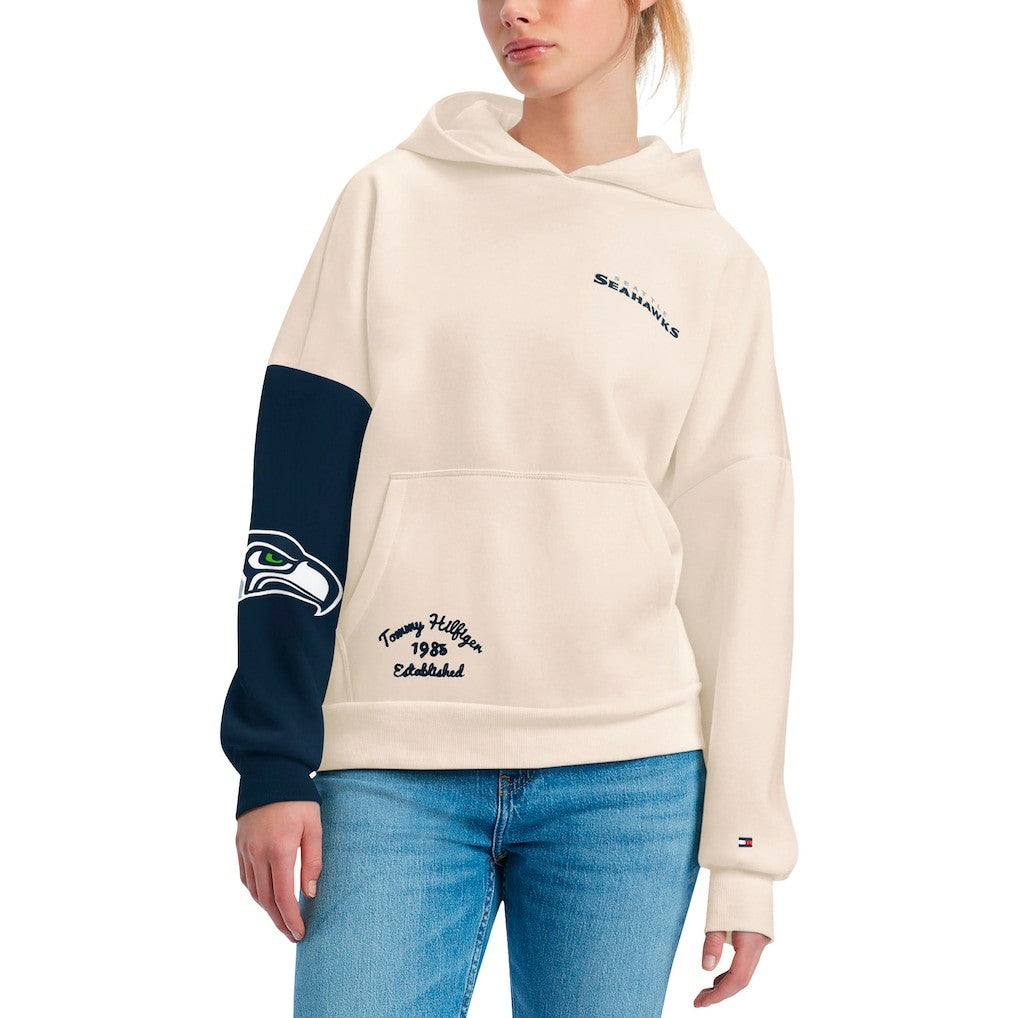 Seattle Seahawks Tommy Hilfiger Women's Harriet Pullover Hoodie Cream/Navy - NFL