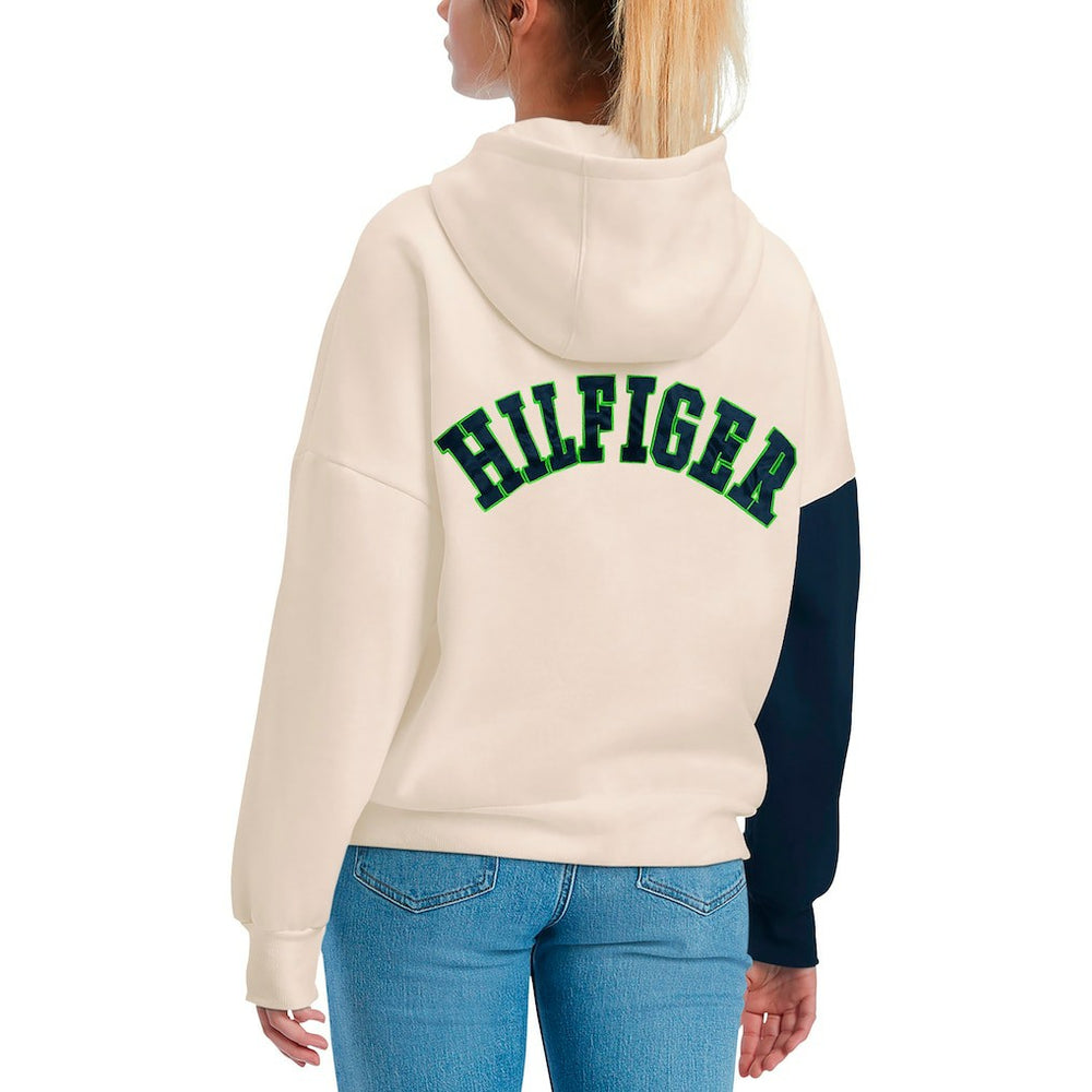 Seattle Seahawks Tommy Hilfiger Women's Harriet Pullover Hoodie Cream/Navy - NFL