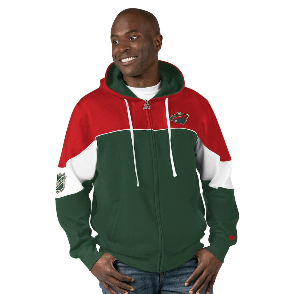 Minnesota Wild - Starter Power Forward Full-Zip Hoodie Green/Red