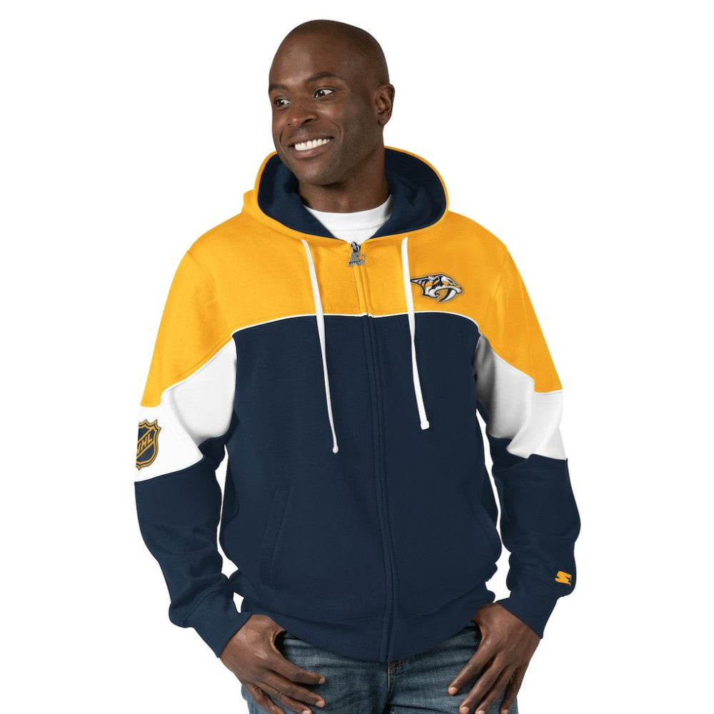 Nashville Predators - Starter Power Forward Full-Zip Hoodie Navy/Gold