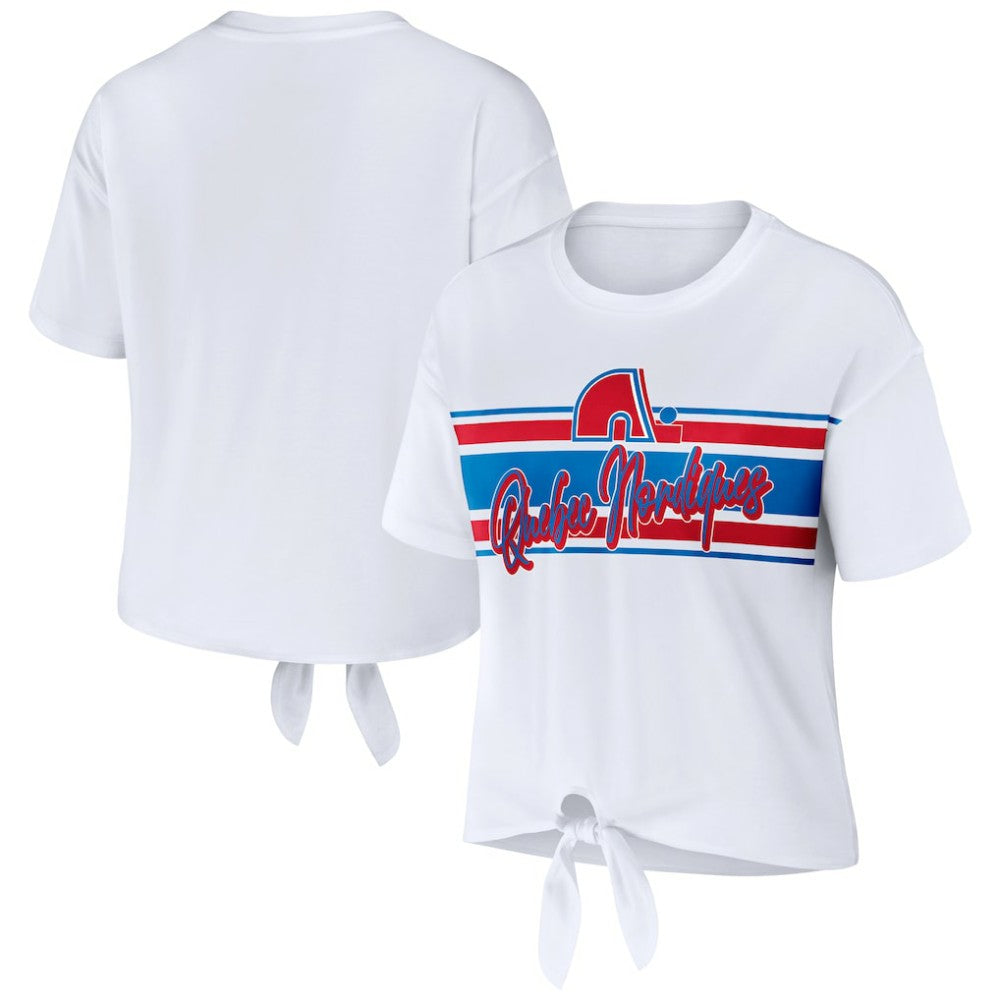 Colorado Avalanche - WEAR by Erin Andrews Women's Front Knot T-Shirt White