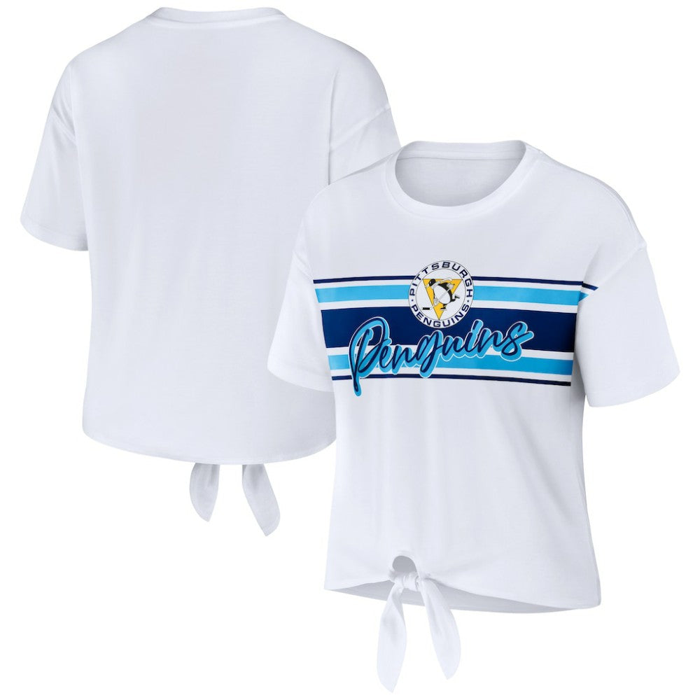 Pittsburgh Penguins WEAR by Erin Andrews Women's Front Knot T-Shirt White