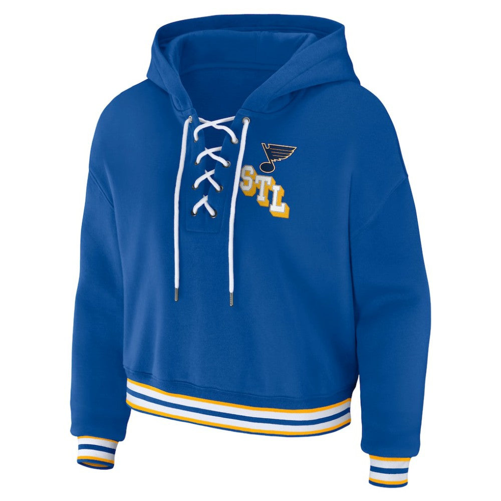 St. Louis Blues - WEAR by Erin Andrews Women's Lace-Up Pullover Hoodie Blue
