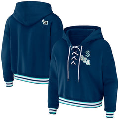 Seattle Kraken WEAR by Erin Andrews Women's Lace-Up Pullover Hoodie Blue