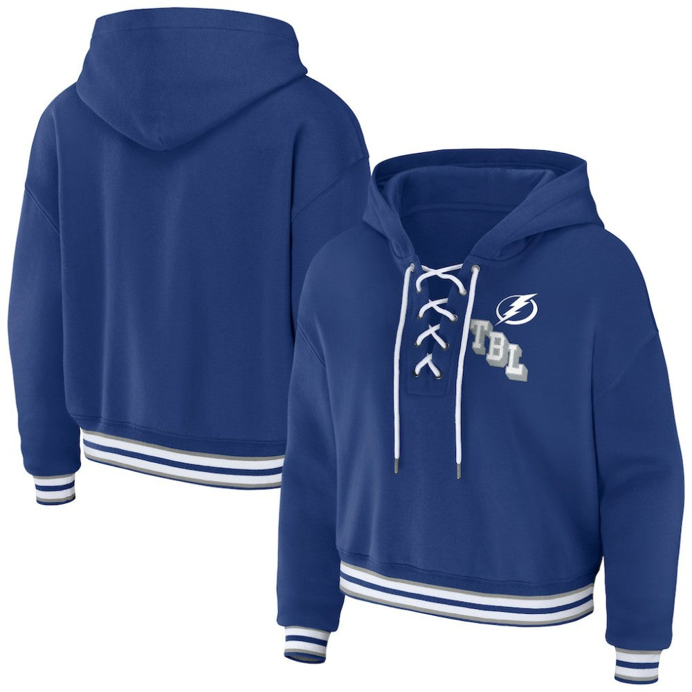 Tampa Bay Lightning - WEAR by Erin Andrews Women's Lace-Up Pullover Hoodie Blue
