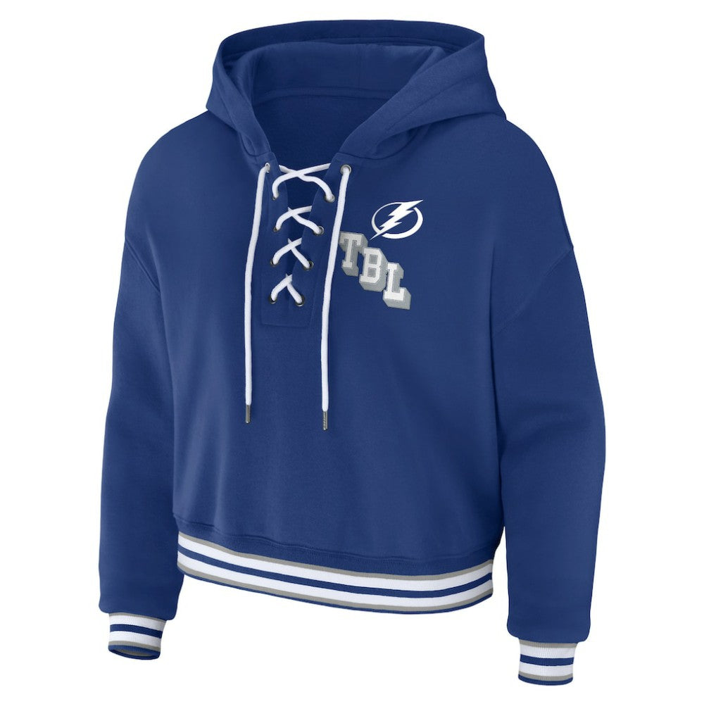 Tampa Bay Lightning - WEAR by Erin Andrews Women's Lace-Up Pullover Hoodie Blue