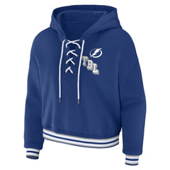 Tampa Bay Lightning - WEAR by Erin Andrews Women's Lace-Up Pullover Hoodie Blue
