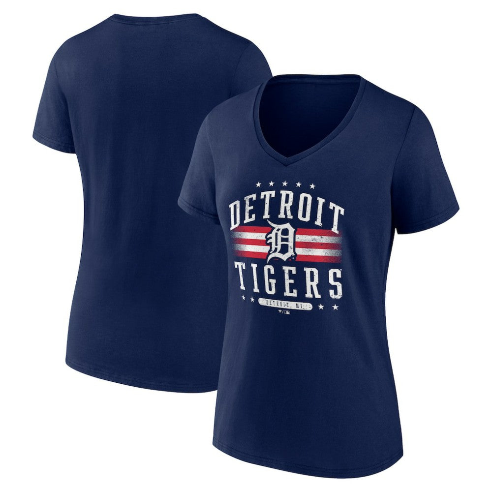 Detroit Tigers Women's Americana Team V-Neck T-Shirt On Sale