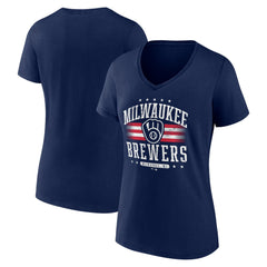 Milwaukee Brewers Women's Americana Team V-Neck T-Shirt On Sale