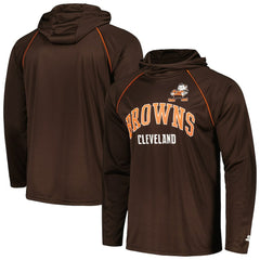 Cleveland Browns Starter Gridiron Classics Throwback Raglan Long Sleeve Hooded T-Shirt Brown - NFL