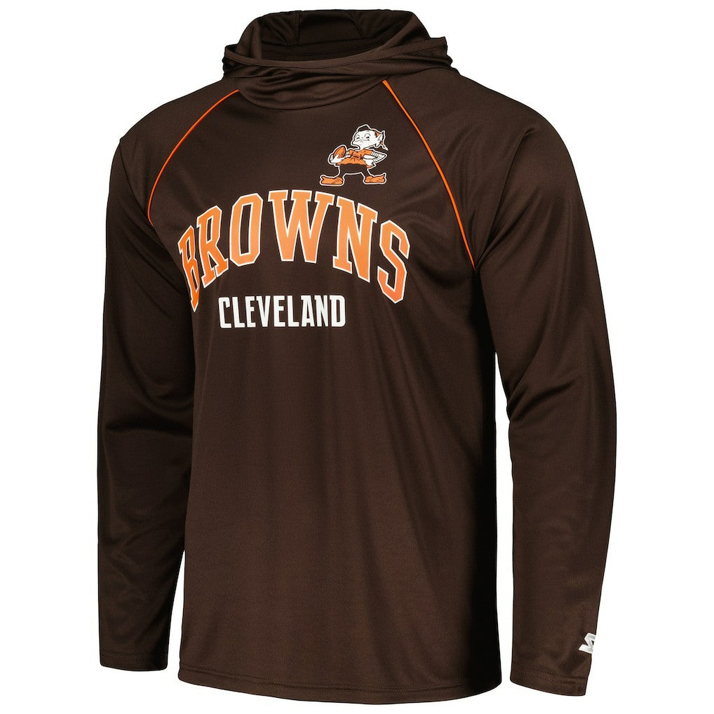 Cleveland Browns Starter Gridiron Classics Throwback Raglan Long Sleeve Hooded T-Shirt Brown - NFL