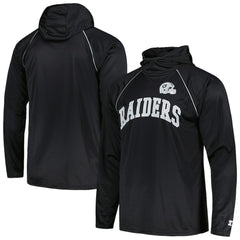 Las Vegas Raiders Starter Gridiron Classics Throwback Raglan Long Sleeve Hooded T-Shirt Black - NFL
