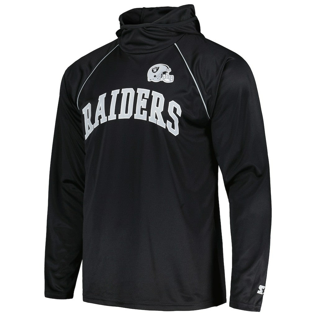 Las Vegas Raiders Starter Gridiron Classics Throwback Raglan Long Sleeve Hooded T-Shirt Black - NFL