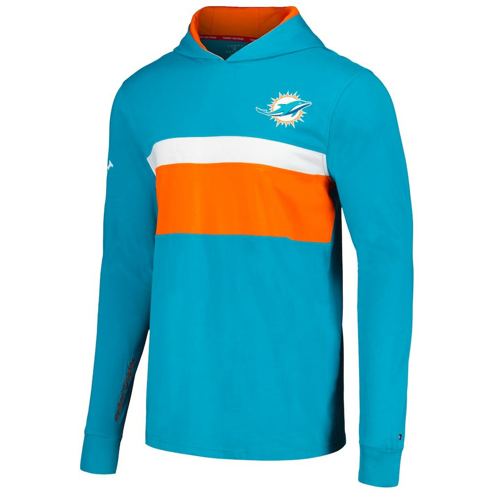 Miami Dolphins Tommy Hilfiger Morgan Long Sleeve Hoodie T-Shirt Aqua - NFL
