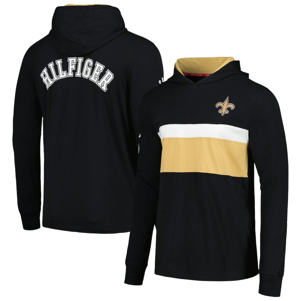 New Orleans Saints Tommy Hilfiger Morgan Long Sleeve Hoodie T-Shirt Black - NFL