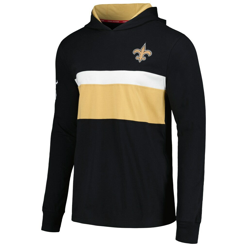 New Orleans Saints Tommy Hilfiger Morgan Long Sleeve Hoodie T-Shirt Black - NFL