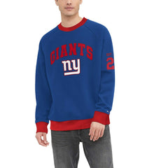 New York Giants Tommy Hilfiger Reese Raglan Tri-Blend Pullover Sweatshirt Royal - NFL