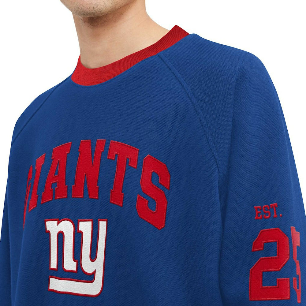 New York Giants Tommy Hilfiger Reese Raglan Tri-Blend Pullover Sweatshirt Royal - NFL