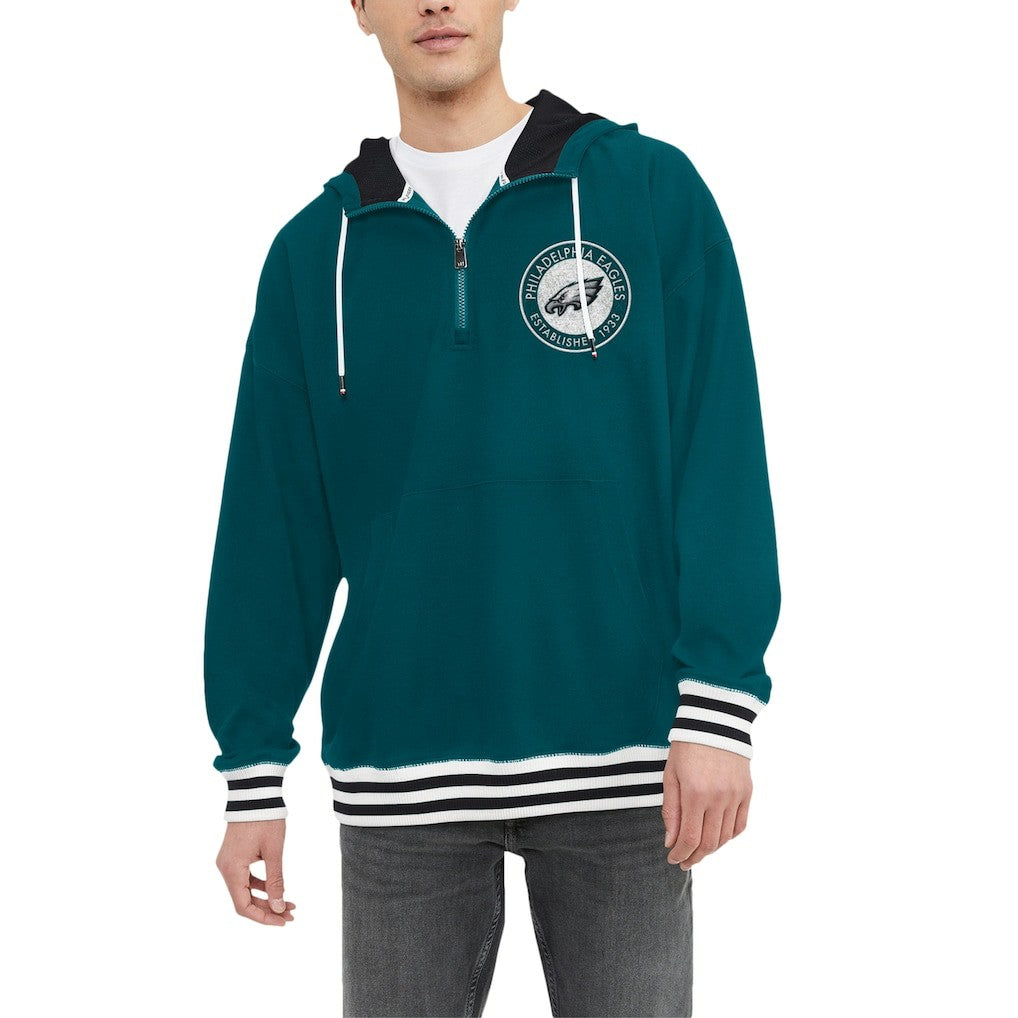 Philadelphia Eagles Tommy Hilfiger Midnight Aaron Quarter-Zip Hoodie Green - NFL
