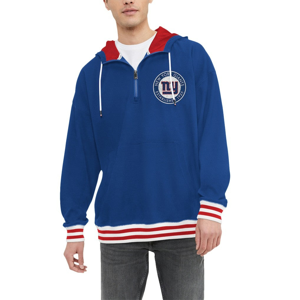 New York Giants Tommy Hilfiger Aaron Quarter-Zip Hoodie Royal - NFL
