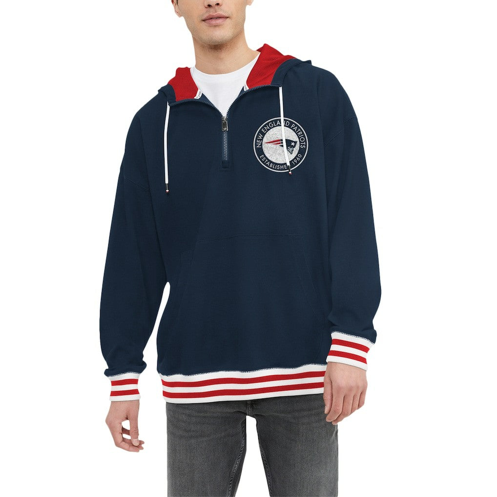 New England Patriots Tommy Hilfiger Aaron Quarter-Zip Hoodie Navy - NFL