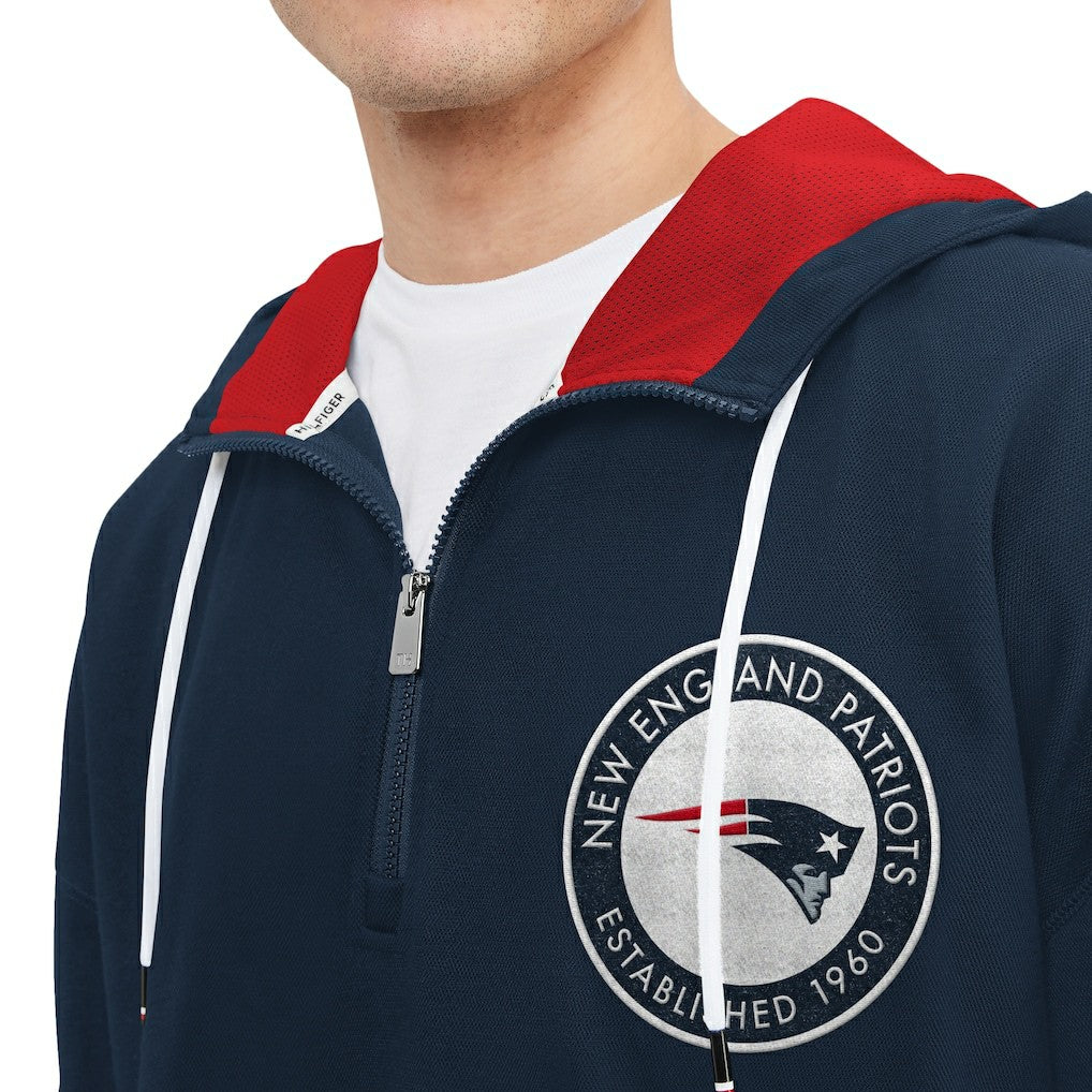 New England Patriots Tommy Hilfiger Aaron Quarter-Zip Hoodie Navy - NFL