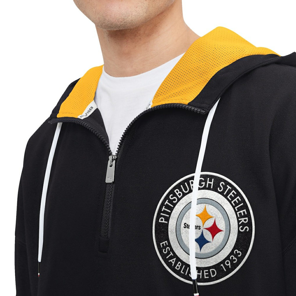 Pittsburgh Steelers Tommy Hilfiger Aaron Quarter-Zip Hoodie Black - NFL