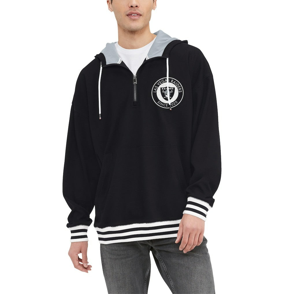 Las Vegas Raiders Tommy Hilfiger Aaron Quarter-Zip Hoodie Black - NFL