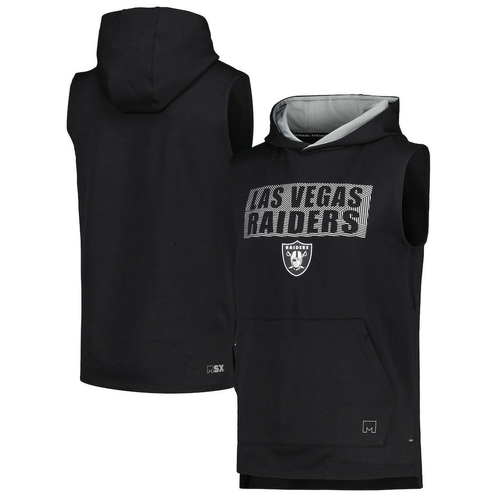 Las Vegas Raiders MSX by Michael Strahan Marathon Sleeveless Pullover Hoodie Black - NFL