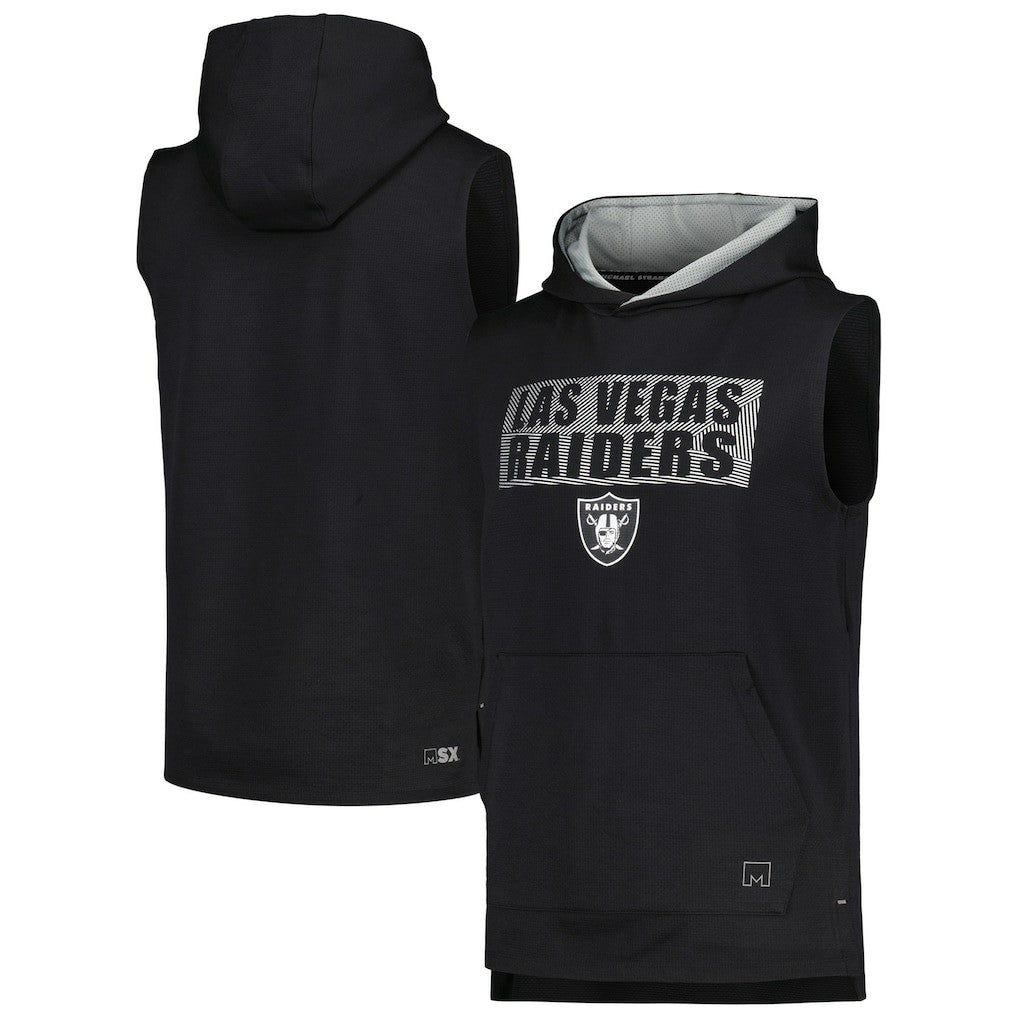 Las Vegas Raiders MSX by Michael Strahan Marathon Sleeveless Pullover Hoodie Black - NFL