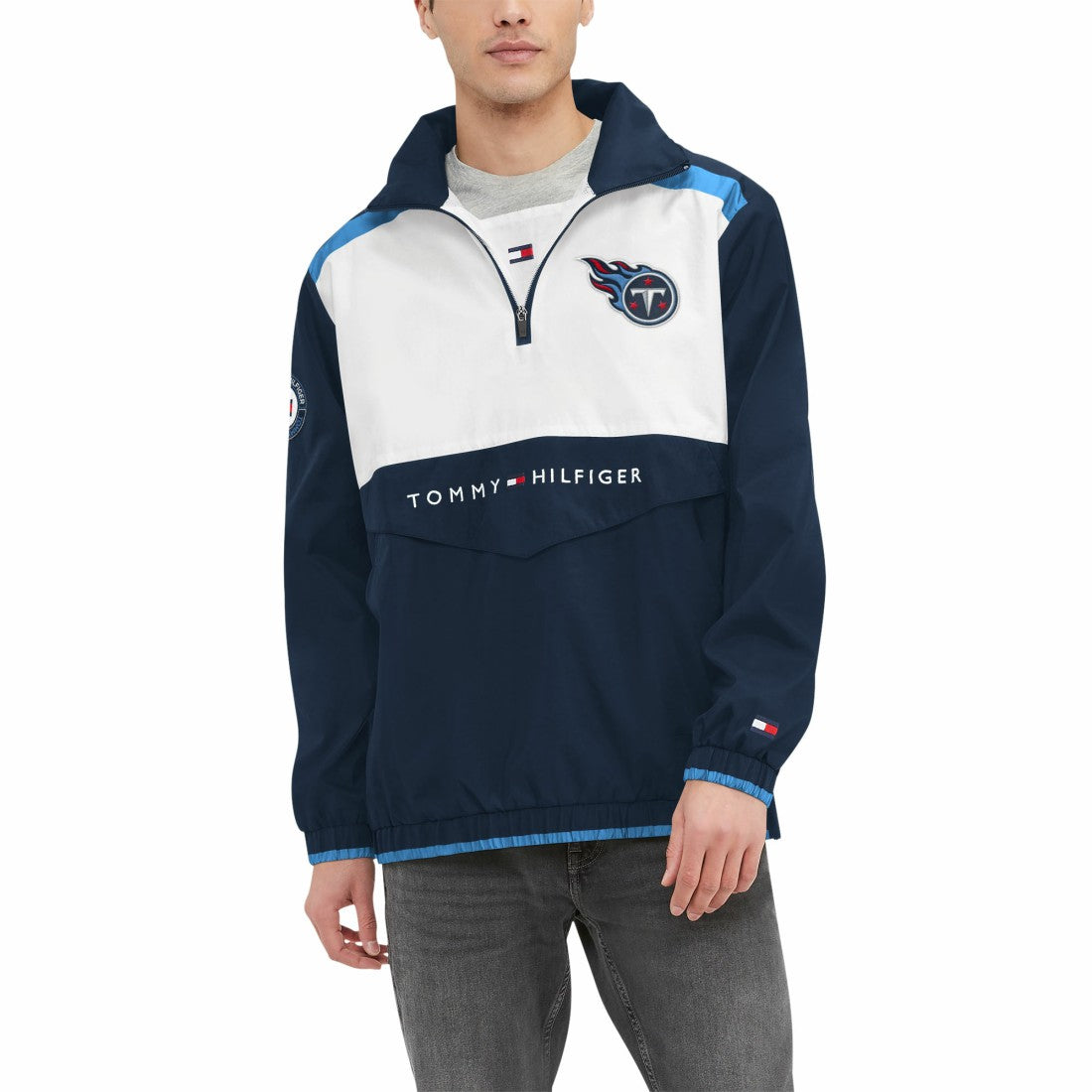 Tennessee Titans Tommy Hilfiger Carter Half-Zip Hooded Top Navy/White - NFL