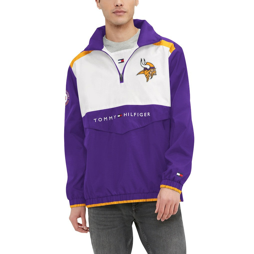 Minnesota Vikings Tommy Hilfiger Carter Half-Zip Hooded Top Purple/White - NFL