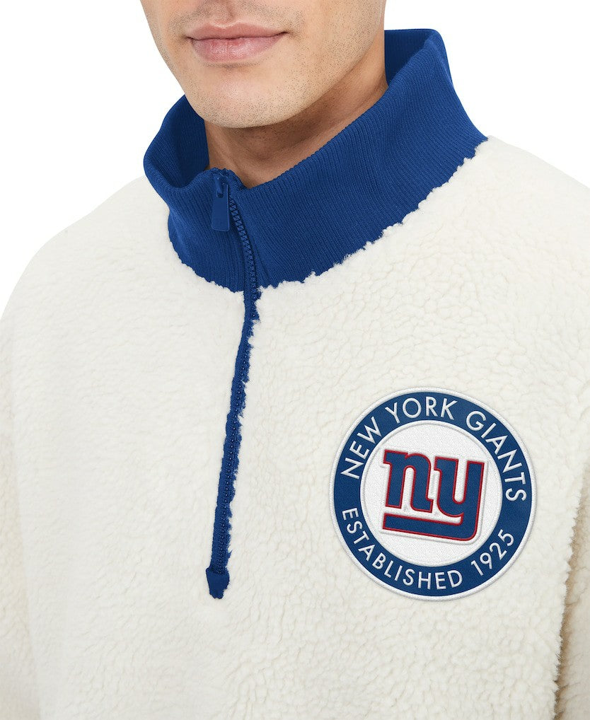 New York Giants Tommy Hilfiger Jordan Sherpa Quarter-Zip Sweatshirt Cream - NFL