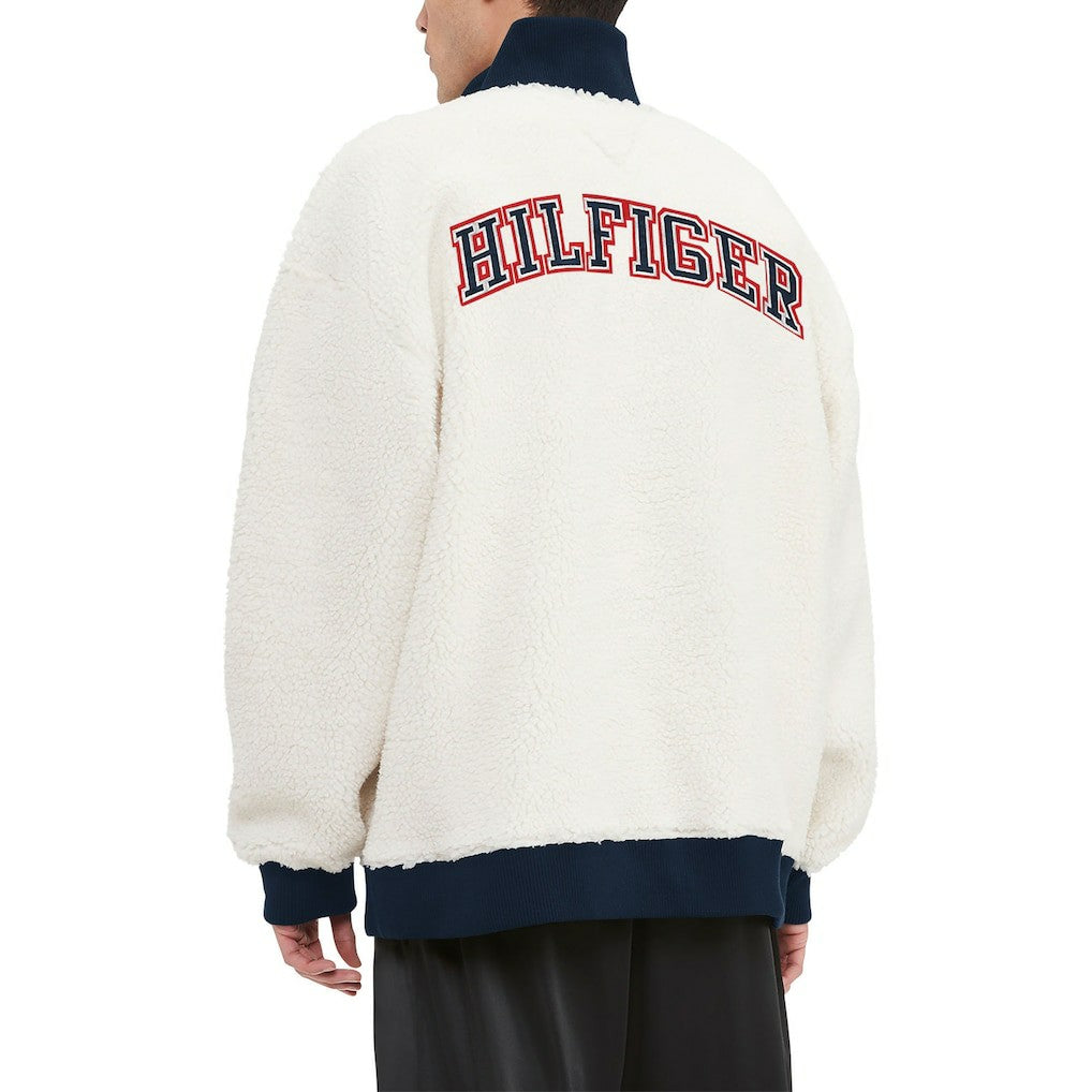 New England Patriots Tommy Hilfiger Jordan Sherpa Quarter-Zip Sweatshirt Cream - NFL