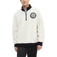 Pittsburgh Steelers Tommy Hilfiger Jordan Sherpa Quarter-Zip Sweatshirt Cream - NFL