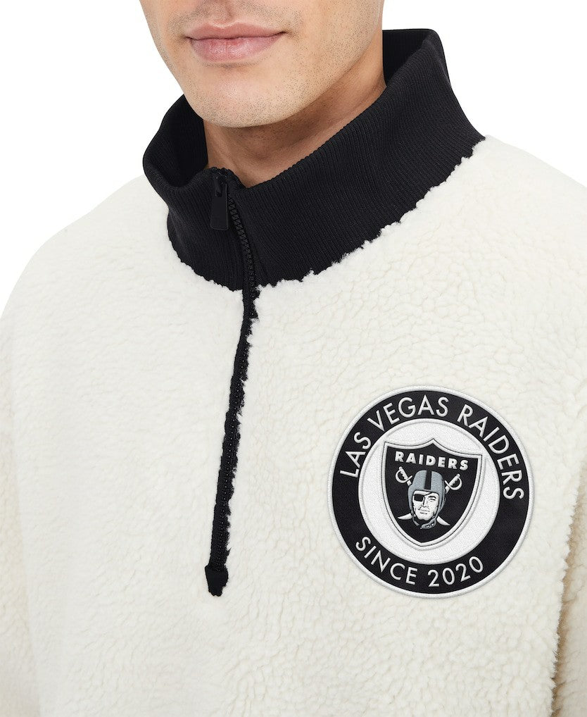Las Vegas Raiders Tommy Hilfiger Jordan Sherpa Quarter-Zip Sweatshirt Cream - NFL