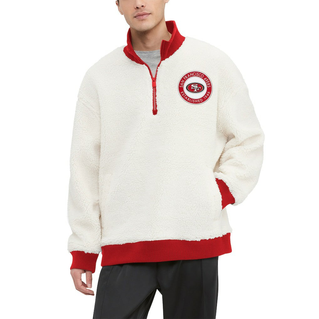 San Francisco 49ers Tommy Hilfiger Jordan Sherpa Quarter-Zip Sweatshirt Cream - NFL
