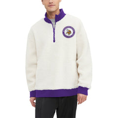 Minnesota Vikings Tommy Hilfiger Jordan Sherpa Quarter-Zip Sweatshirt Cream - NFL